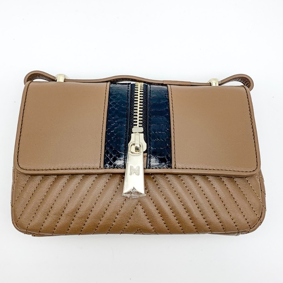 NWT HEIRLOOM Leather Crossbody Bag w/ Python Trim - Picture 1 of 6